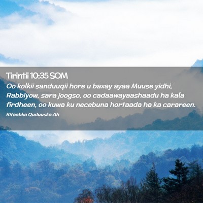 Picture 02 - Tirintii 10:35 SOM - Oo kolkii sanduuqii hore u baxay ayaa Muuse - Bible Verse Picture