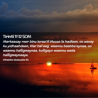 Picture 02 - Tirintii 17:12 SOM - Markaasay reer binu Israa'iil Muuse la hadleen, - Bible Verse Picture