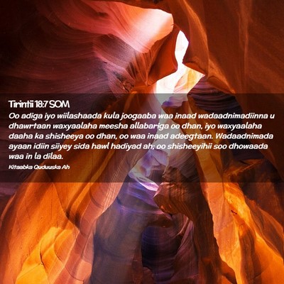 Picture 02 - Tirintii 18:7 SOM - Oo adiga iyo wiilashaada kula joogaaba waa inaad - Bible Verse Picture