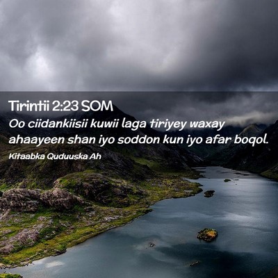 Picture 02 - Tirintii 2:23 SOM - Oo ciidankiisii kuwii laga tiriyey waxay ahaayeen - Bible Verse Picture