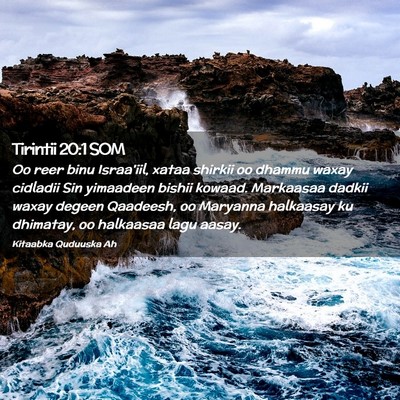 Picture 02 - Tirintii 20:1 SOM - Oo reer binu Israa'iil, xataa shirkii oo dhammu - Bible Verse Picture