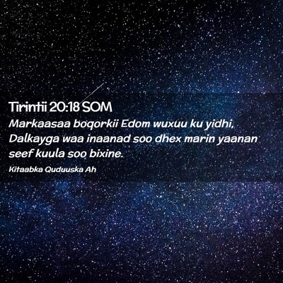 Picture 02 - Tirintii 20:18 SOM - Markaasaa boqorkii Edom wuxuu ku yidhi, Dalkayga - Bible Verse Picture