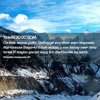 Picture 02 - Tirintii 20:20 SOM - Oo isna wuxuu yidhi, Dalkayga soo dhex mari - Bible Verse Picture