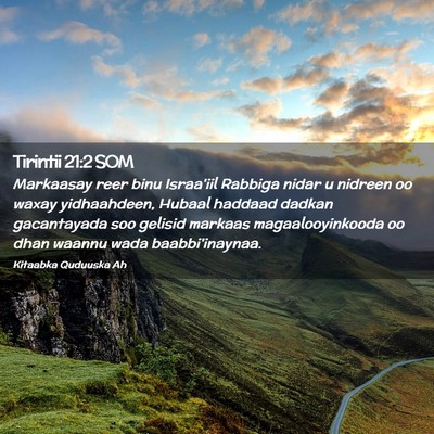 Picture 02 - Tirintii 21:2 SOM - Markaasay reer binu Israa'iil Rabbiga nidar u - Bible Verse Picture