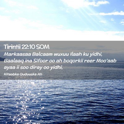 Picture 02 - Tirintii 22:10 SOM - Markaasaa Balcaam wuxuu Ilaah ku yidhi, Baalaaq - Bible Verse Picture