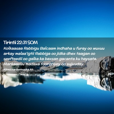 Picture 02 - Tirintii 22:31 SOM - Kolkaasaa Rabbigu Balcaam indhaha u furay oo - Bible Verse Picture