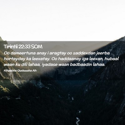 Picture 02 - Tirintii 22:33 SOM - Oo dameertuna anay i aragtay oo saddexdan jeerba - Bible Verse Picture