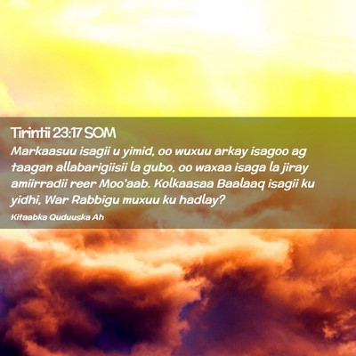 Picture 02 - Tirintii 23:17 SOM - Markaasuu isagii u yimid, oo wuxuu arkay isagoo - Bible Verse Picture