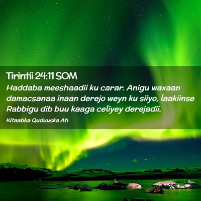 Picture 02 - Tirintii 24:11 SOM - Haddaba meeshaadii ku carar. Anigu waxaan - Bible Verse Picture
