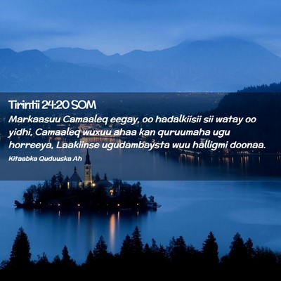 Picture 02 - Tirintii 24:20 SOM - Markaasuu Camaaleq eegay, oo hadalkiisii sii - Bible Verse Picture