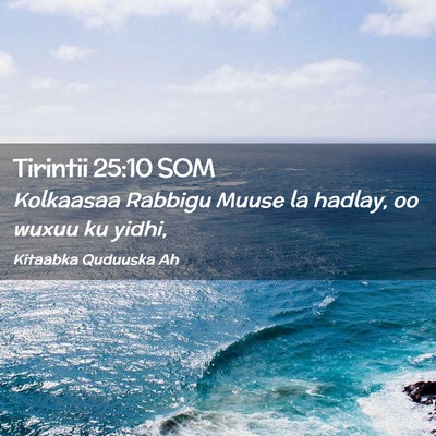 Picture 02 - Tirintii 25:10 SOM - Kolkaasaa Rabbigu Muuse la hadlay, oo wuxuu ku - Bible Verse Picture