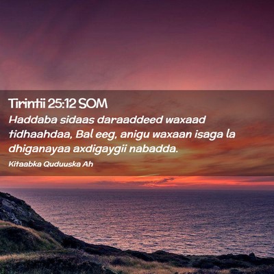 Picture 02 - Tirintii 25:12 SOM - Haddaba sidaas daraaddeed waxaad tidhaahdaa, Bal - Bible Verse Picture