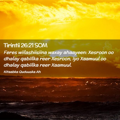Picture 02 - Tirintii 26:21 SOM - Feres wiilashiisiina waxay ahaayeen: Xesroon oo - Bible Verse Picture