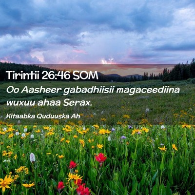 Picture 02 - Tirintii 26:46 SOM - Oo Aasheer gabadhiisii magaceediina wuxuu ahaa - Bible Verse Picture
