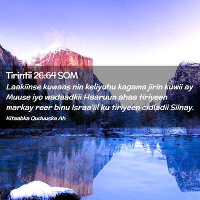 Picture 02 - Tirintii 26:64 SOM - Laakiinse kuwaas nin keliyuhu kagama jirin kuwii - Bible Verse Picture