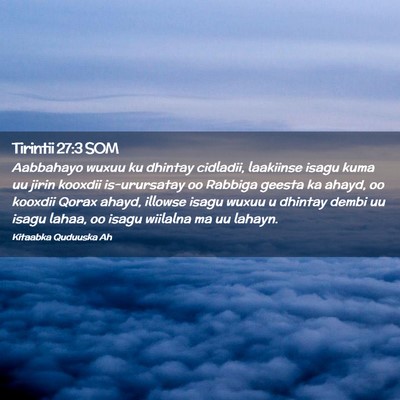Picture 02 - Tirintii 27:3 SOM - Aabbahayo wuxuu ku dhintay cidladii, laakiinse - Bible Verse Picture