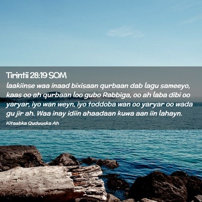 Picture 02 - Tirintii 28:19 SOM - laakiinse waa inaad bixisaan qurbaan dab lagu - Bible Verse Picture