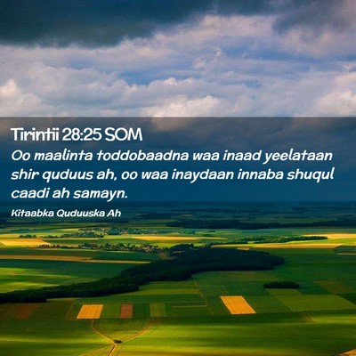 Picture 02 - Tirintii 28:25 SOM - Oo maalinta toddobaadna waa inaad yeelataan shir - Bible Verse Picture