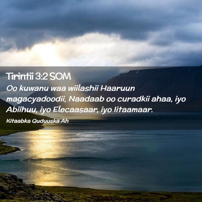 Picture 02 - Tirintii 3:2 SOM - Oo kuwanu waa wiilashii Haaruun magacyadoodii, - Bible Verse Picture