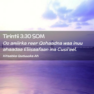 Picture 02 - Tirintii 3:30 SOM - Oo amiirka reer Qohaadna waa inuu ahaadaa - Bible Verse Picture