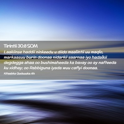 Picture 02 - Tirintii 30:8 SOM - Laakiinse haddii ninkeedu u diido maalintii uu - Bible Verse Picture