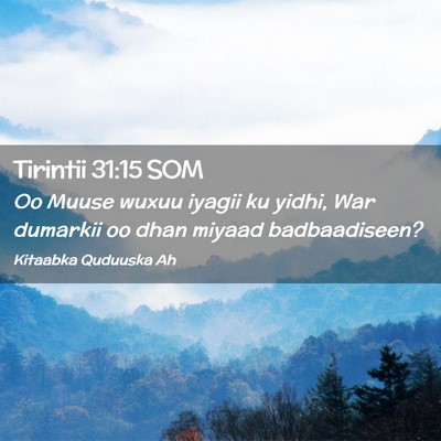 Picture 02 - Tirintii 31:15 SOM - Oo Muuse wuxuu iyagii ku yidhi, War dumarkii oo - Bible Verse Picture