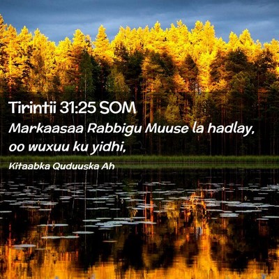 Picture 02 - Tirintii 31:25 SOM - Markaasaa Rabbigu Muuse la hadlay, oo wuxuu ku - Bible Verse Picture