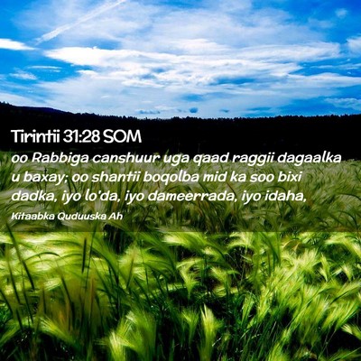 Picture 02 - Tirintii 31:28 SOM - oo Rabbiga canshuur uga qaad raggii dagaalka u - Bible Verse Picture