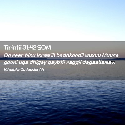 Picture 02 - Tirintii 31:42 SOM - Oo reer binu Israa'iil badhkoodii wuxuu Muuse - Bible Verse Picture