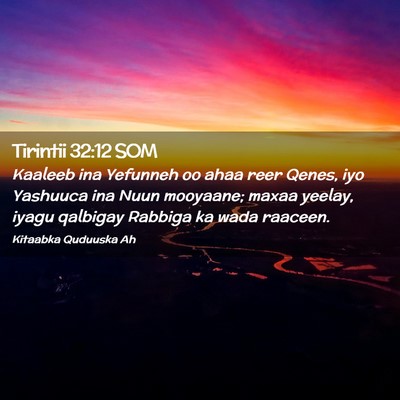 Picture 02 - Tirintii 32:12 SOM - Kaaleeb ina Yefunneh oo ahaa reer Qenes, iyo - Bible Verse Picture