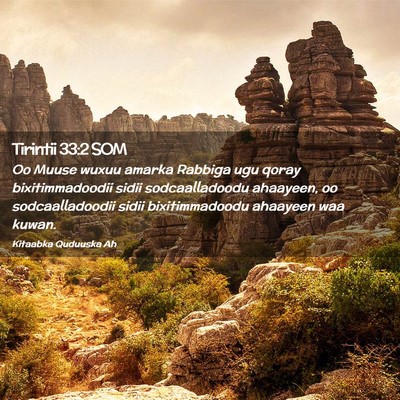 Picture 02 - Tirintii 33:2 SOM - Oo Muuse wuxuu amarka Rabbiga ugu qoray - Bible Verse Picture