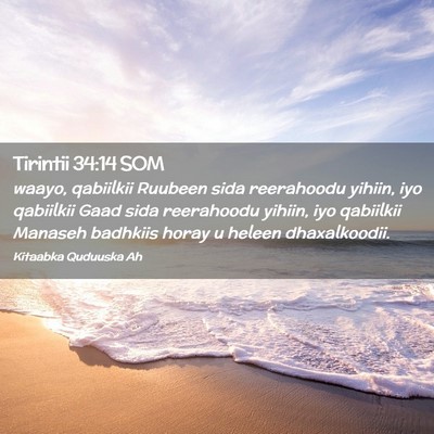 Picture 02 - Tirintii 34:14 SOM - waayo, qabiilkii Ruubeen sida reerahoodu yihiin, - Bible Verse Picture