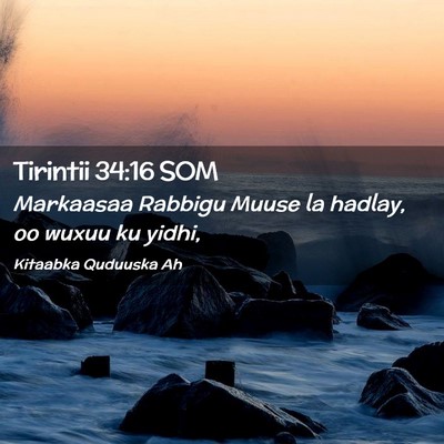 Picture 02 - Tirintii 34:16 SOM - Markaasaa Rabbigu Muuse la hadlay, oo wuxuu ku - Bible Verse Picture