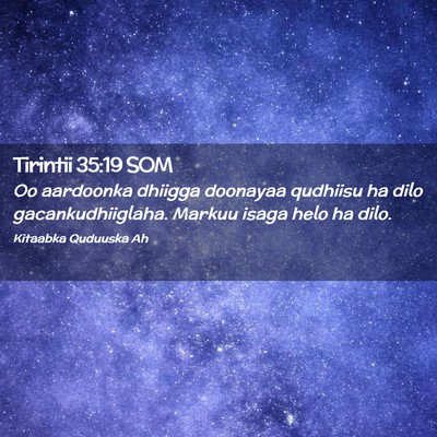 Picture 02 - Tirintii 35:19 SOM - Oo aardoonka dhiigga doonayaa qudhiisu ha dilo - Bible Verse Picture