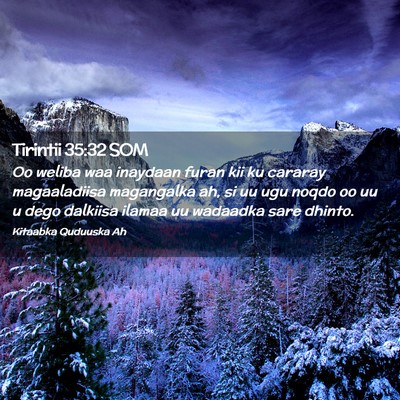 Picture 02 - Tirintii 35:32 SOM - Oo weliba waa inaydaan furan kii ku cararay - Bible Verse Picture