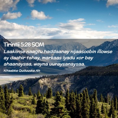 Picture 02 - Tirintii 5:28 SOM - Laakiinse naagtu haddaanay nijaasoobin illowse ay - Bible Verse Picture