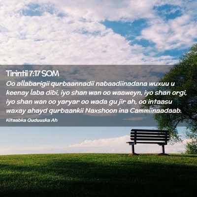 Picture 02 - Tirintii 7:17 SOM - Oo allabarigii qurbaannadii nabaadiinadana wuxuu - Bible Verse Picture