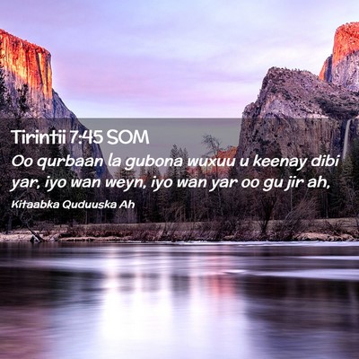 Picture 02 - Tirintii 7:45 SOM - Oo qurbaan la gubona wuxuu u keenay dibi yar, iyo - Bible Verse Picture