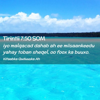 Picture 02 - Tirintii 7:50 SOM - iyo malqacad dahab ah ee miisaankeedu yahay toban - Bible Verse Picture