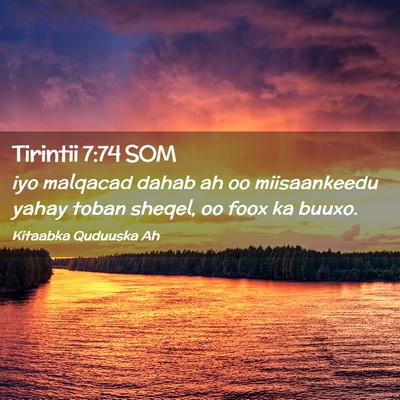 Picture 02 - Tirintii 7:74 SOM - iyo malqacad dahab ah oo miisaankeedu yahay toban - Bible Verse Picture