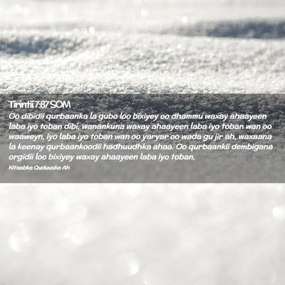 Picture 02 - Tirintii 7:87 SOM - Oo dibidii qurbaanka la gubo loo bixiyey oo - Bible Verse Picture