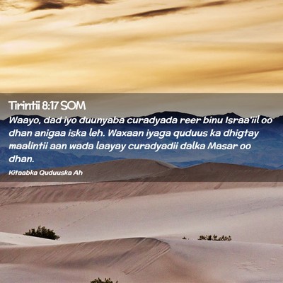 Picture 02 - Tirintii 8:17 SOM - Waayo, dad iyo duunyaba curadyada reer binu - Bible Verse Picture