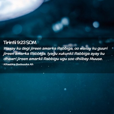 Picture 02 - Tirintii 9:23 SOM - Waxay ku degi jireen amarka Rabbiga, oo waxay ku - Bible Verse Picture