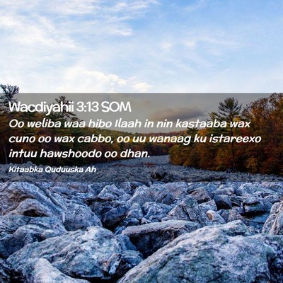 Picture 02 - Wacdiyahii 3:13 SOM - Oo weliba waa hibo Ilaah in nin kastaaba wax cuno - Bible Verse Picture