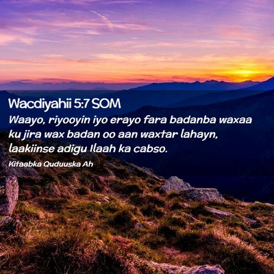 Picture 02 - Wacdiyahii 5:7 SOM - Waayo, riyooyin iyo erayo fara badanba waxaa ku - Bible Verse Picture