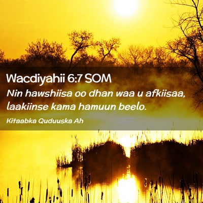 Picture 02 - Wacdiyahii 6:7 SOM - Nin hawshiisa oo dhan waa u afkiisaa, laakiinse - Bible Verse Picture