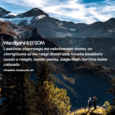 Picture 02 - Wacdiyahii 8:13 SOM - Laakiinse sharrowgu ma nabdoonaan doono, oo - Bible Verse Picture