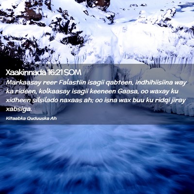 Picture 02 - Xaakinnada 16:21 SOM - Markaasay reer Falastiin isagii qabteen, - Bible Verse Picture