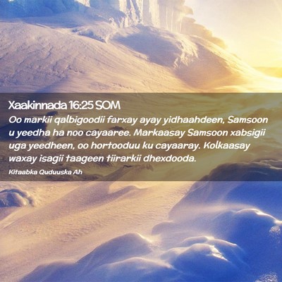 Picture 02 - Xaakinnada 16:25 SOM - Oo markii qalbigoodii farxay ayay yidhaahdeen, - Bible Verse Picture