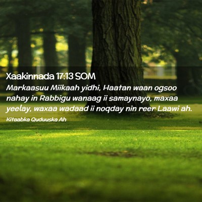Picture 02 - Xaakinnada 17:13 SOM - Markaasuu Miikaah yidhi, Haatan waan ogsoo nahay - Bible Verse Picture